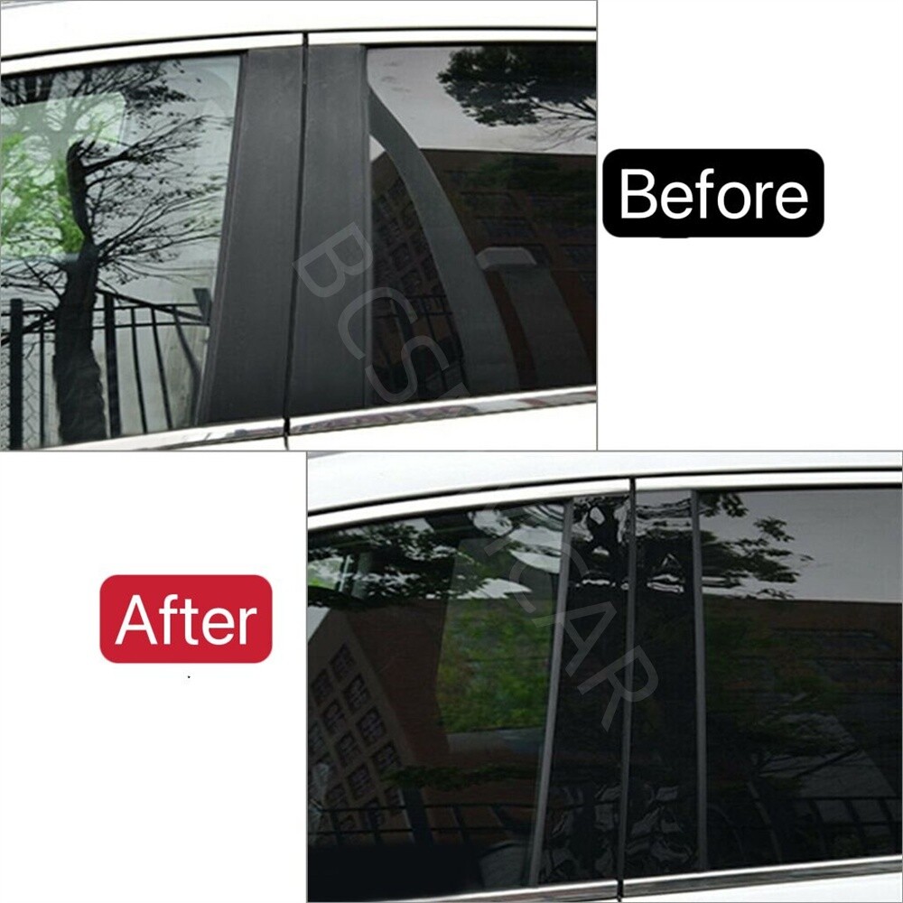 Glossy Black Car Side Pillar Posts Stickers Door Window Cover Decor Accessories