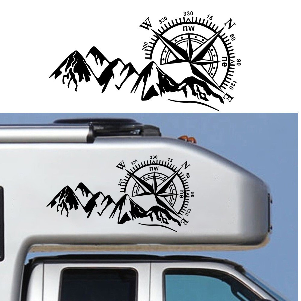 3D Car Sticker Compass Navigation Mountain Graphics Vinyl Decal Fit Off Road 4X4