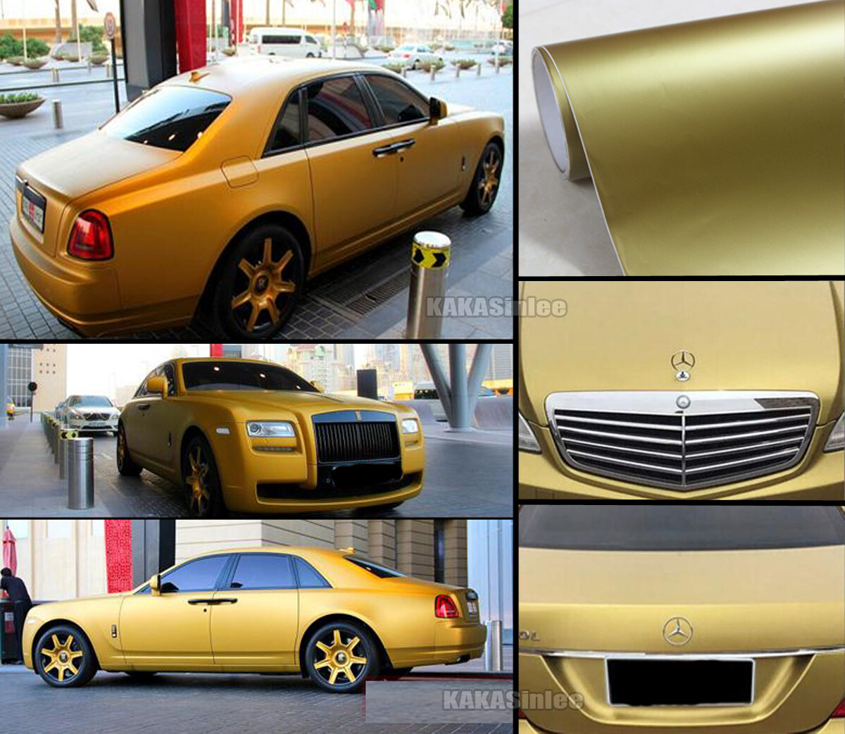 Gold Matte Whole Car Hood Roof Vinyl Wrap Solid Satin Motor Sticker Air Free US