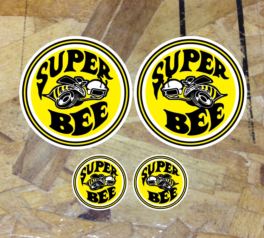 Super Bee Vinyl YELLOW Reverse Facing Decal Sticker Window 4 for 1 Small sizes