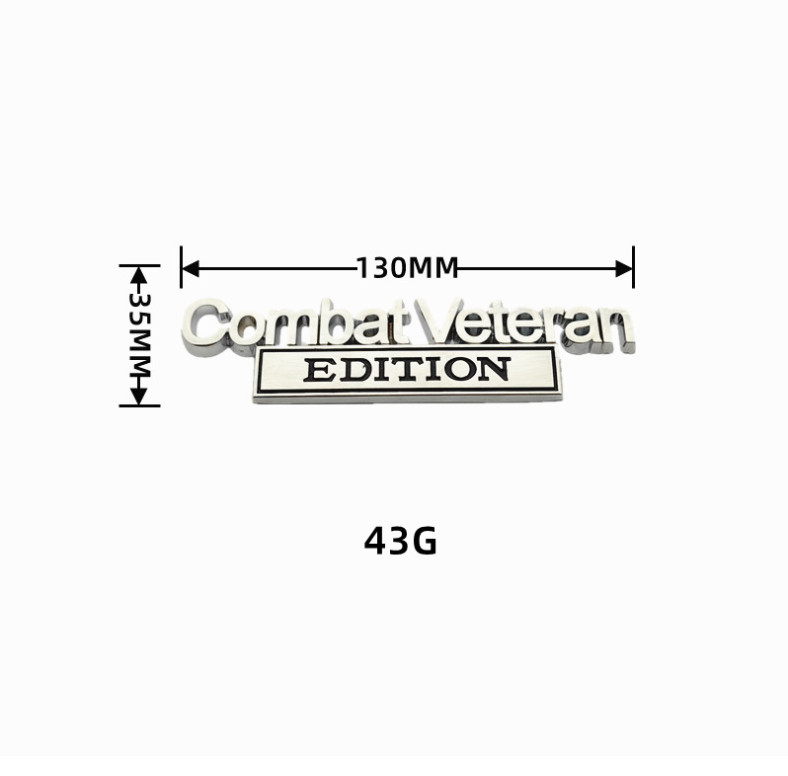 2Pcs Combat Veteran EDITION 3D Metal Letter Badge Car Emblem Bumper Decal