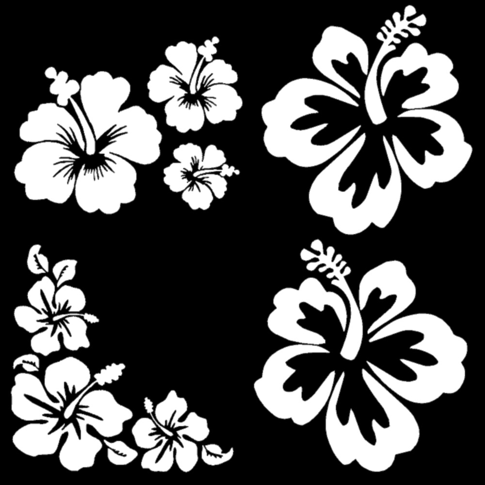 Hibiscus Hawaiian Flower Decals 4 Pack