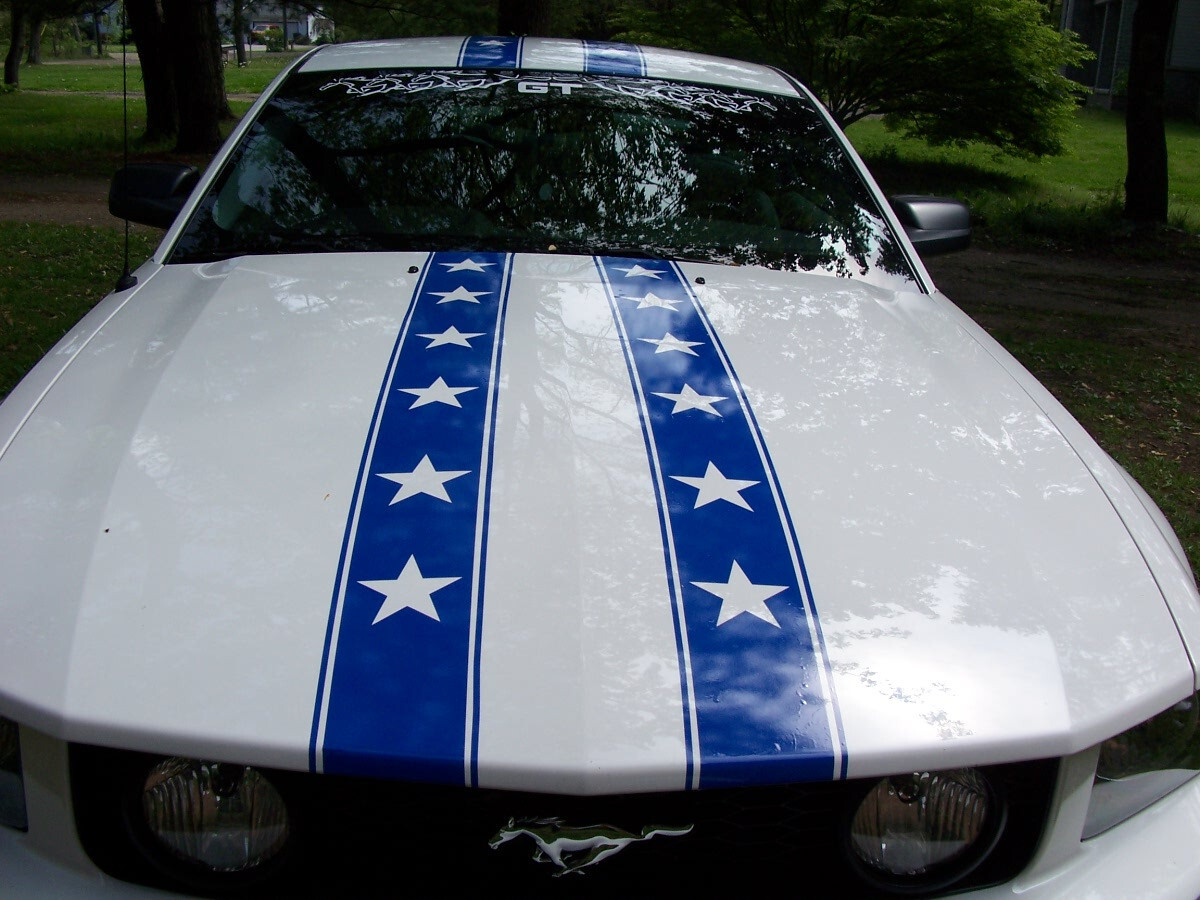 UNIVERSAL 6″ Star Hood Rally Stripe Graphics Stripes FIT All Car Truck SUV