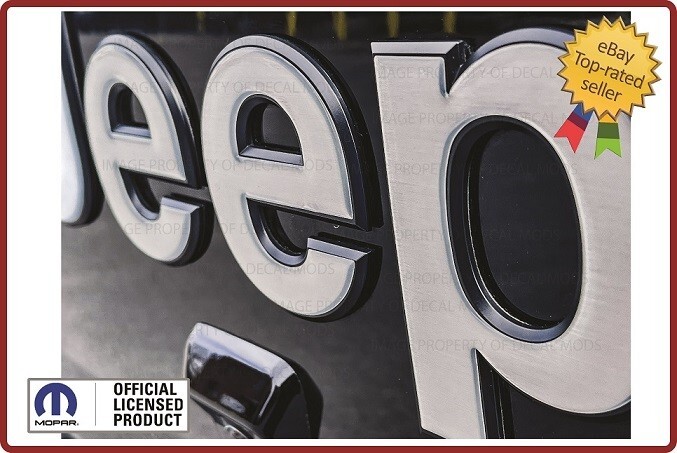 Jeep Gladiator tailgate 3D RAISED emblem overlay decal brushed aluminum FK3Q3
