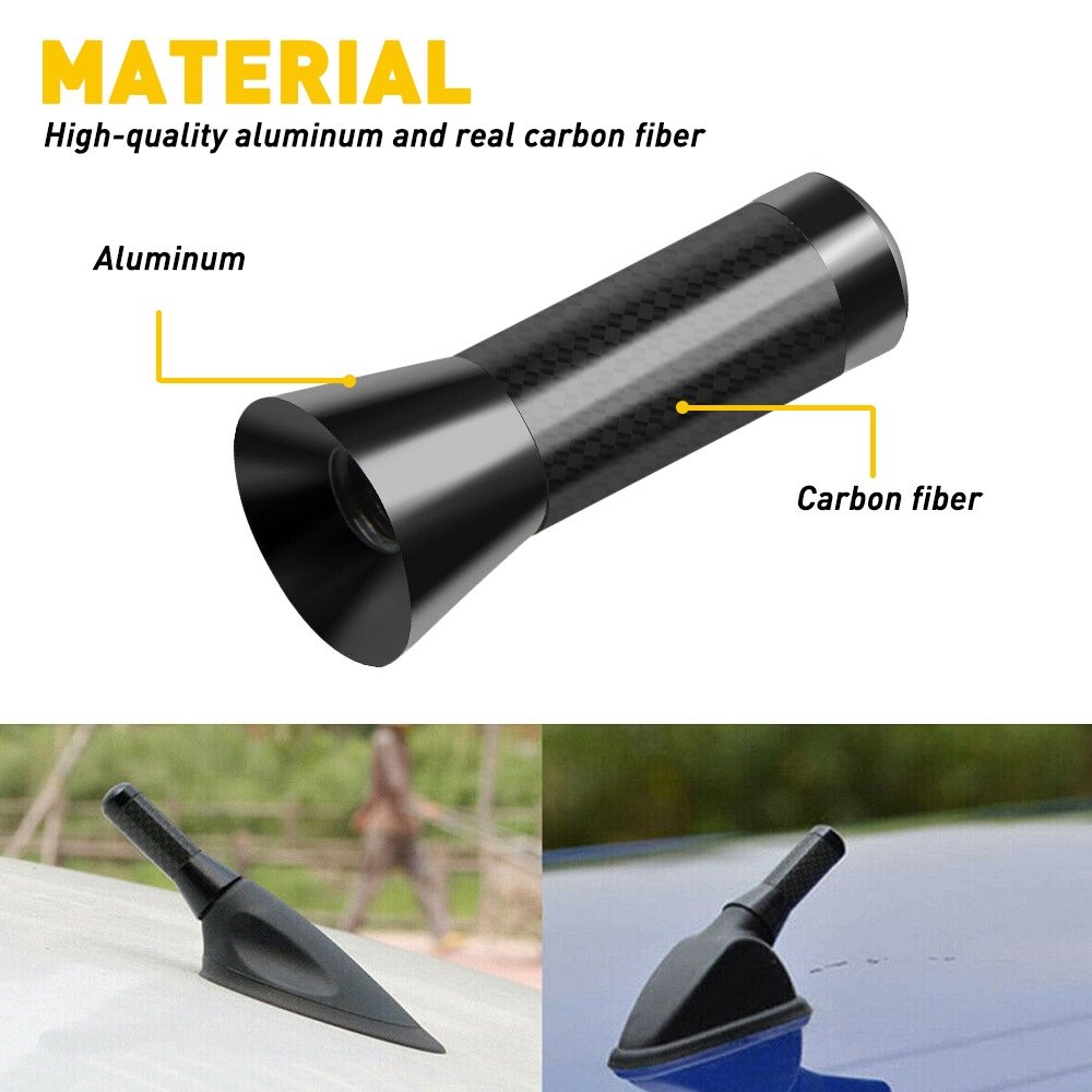 UNIVERSAL BLACK CARBON BEE STING SHORT STUBBY CAR MAST AERIAL ANTENNA ARI D