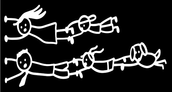 Flying Stick Figure Family Car Window – Premium Vinyl Decal/Sticker 8×4.5inches