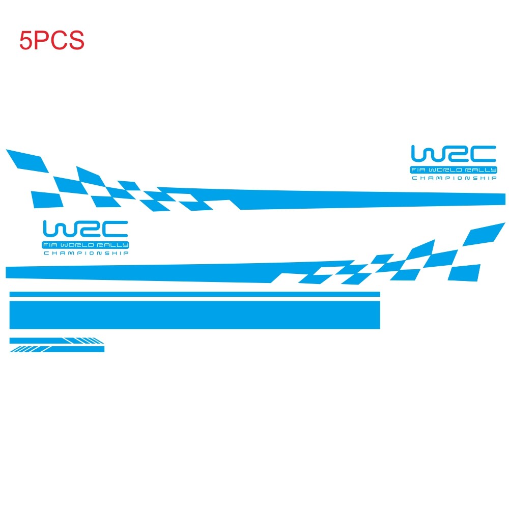 DIY WRC Checkered Flag Car Decals Vinyl Set of 5 Custom Fit for Body/Hood/Mirror