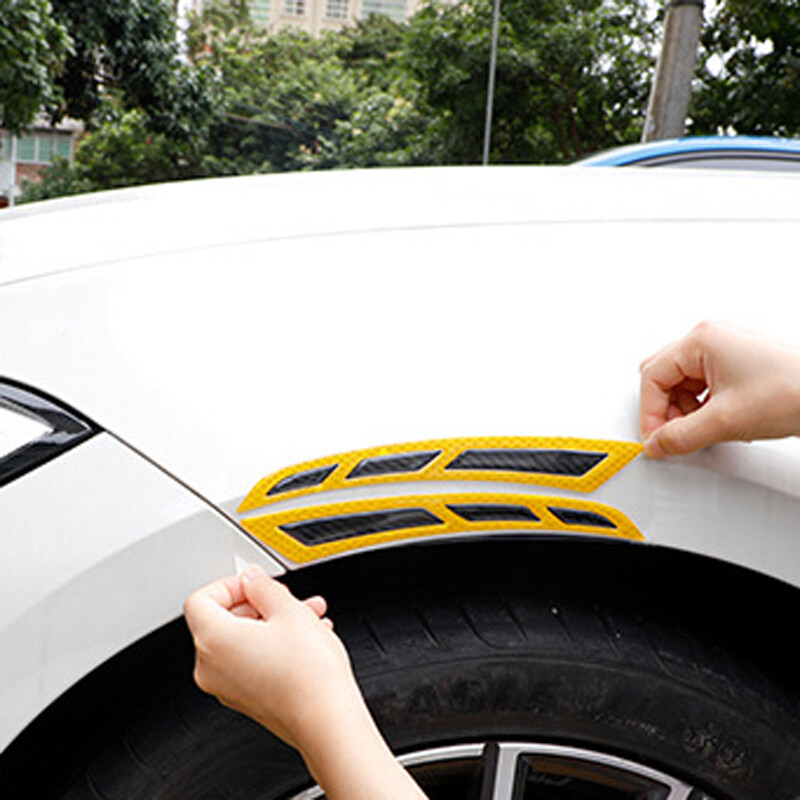 2PCS Reflective Car Wheel Eyebrow Sticker Fender Arch Trim Carbon Fiber Strips