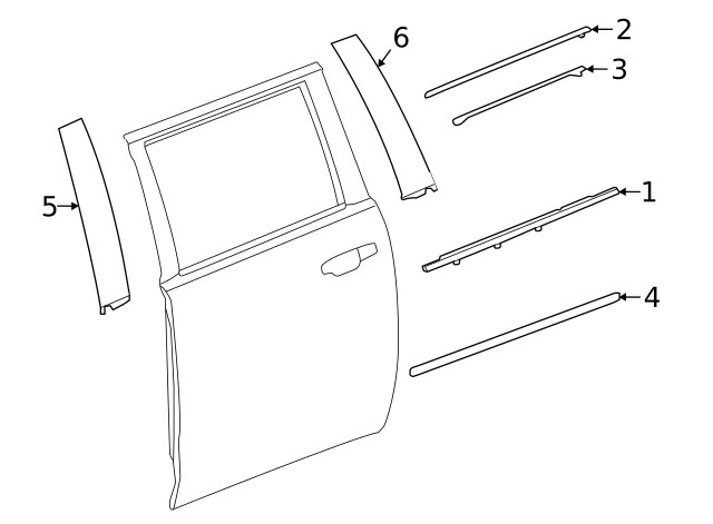 Genuine GM Rear Passenger Side Door Window Frame Rear Applique 84263151