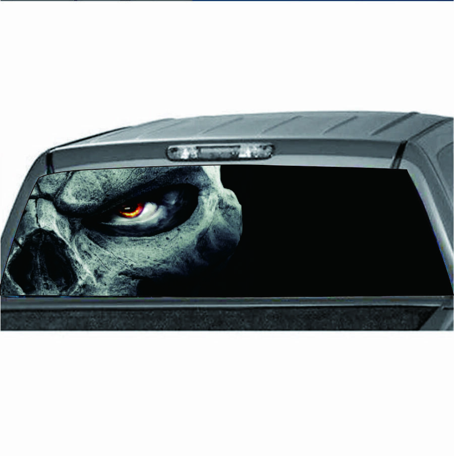 135x36cm Tint Graphic Vinyl Skull Decal for Car Pickup Rear Window Decor Sticker