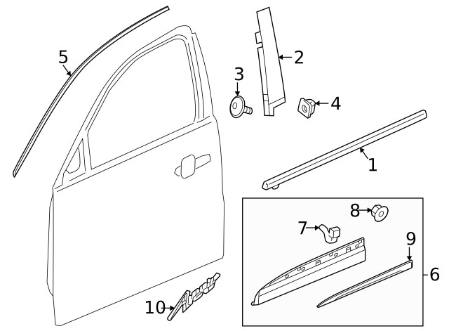 Genuine GM Front Passenger Side Door Window Frame Rear Applique 84962267