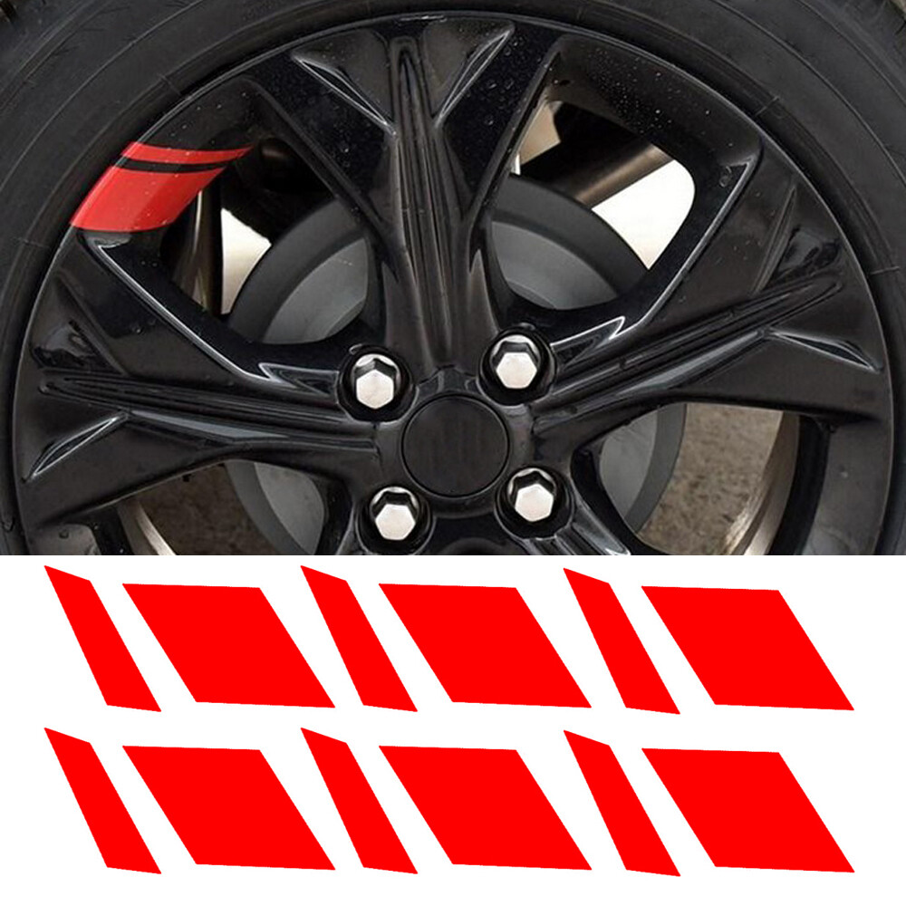 Red Reflective Car Wheel Rim Stripe Vinyl Decal Stickers Set Accessories For 18″
