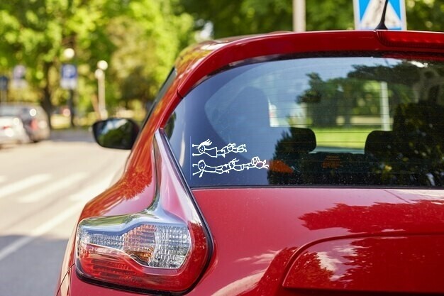 Flying Stick Figure Family Car Window – Premium Vinyl Decal/Sticker 8×4.5inches