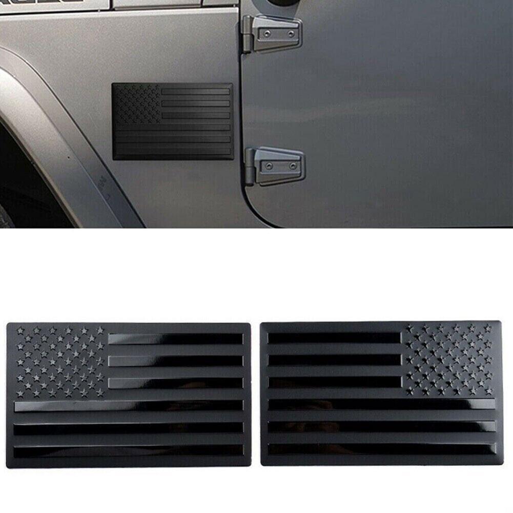 2PCS 3D Metal USA Flag Car Sticker American Truck Decal Emblem Black Stickers