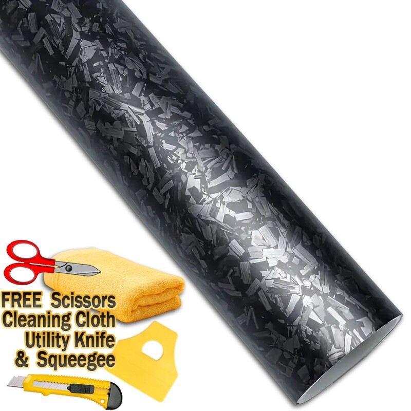 24″ x 60″ Premium Matte Flat Forged Carbon Fiber Vinyl Wrap Film Black 2ft x 5ft