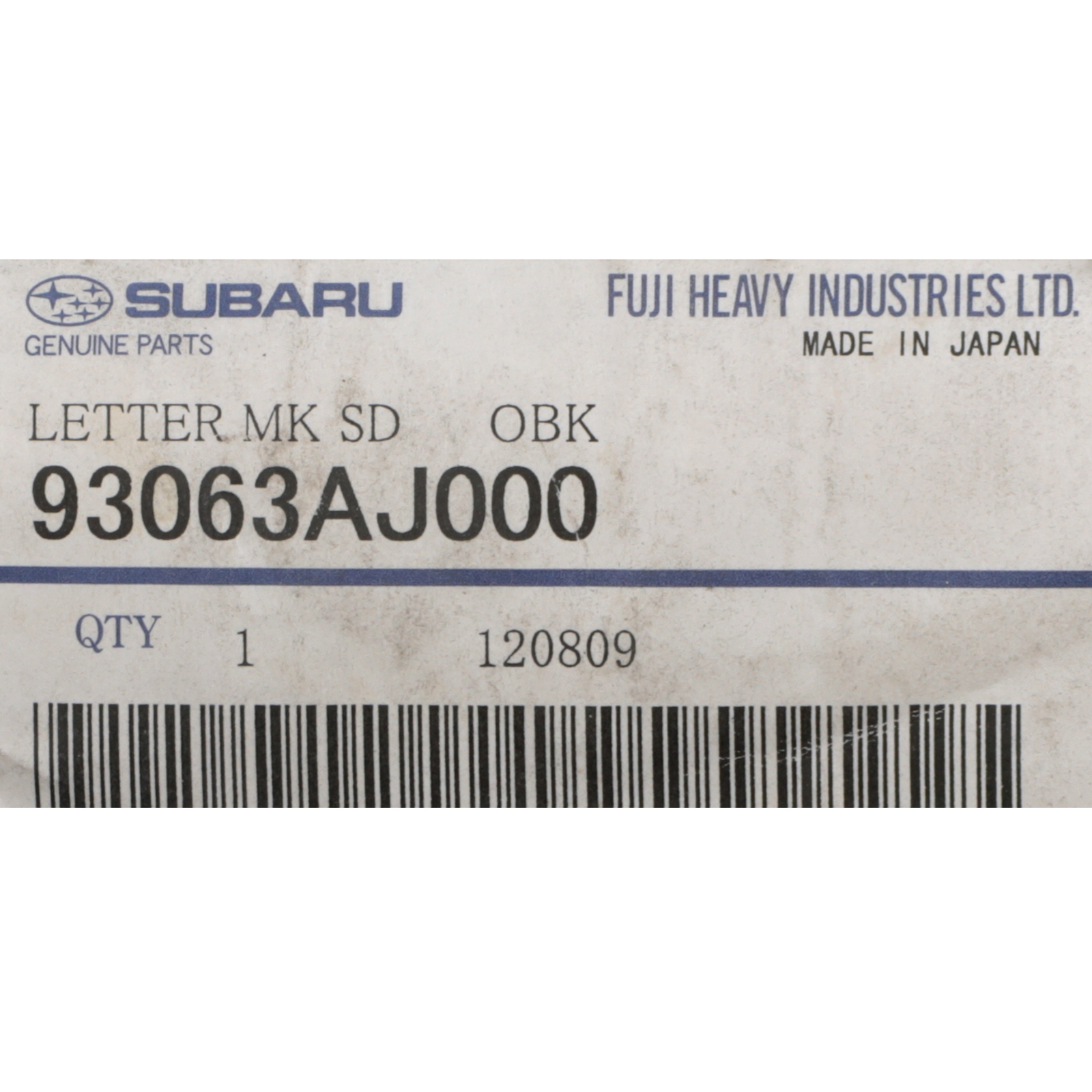 OEM NEW 2010-2012 Subaru Outback 2.5i Limited Front Door Name Plate 93063AJ000