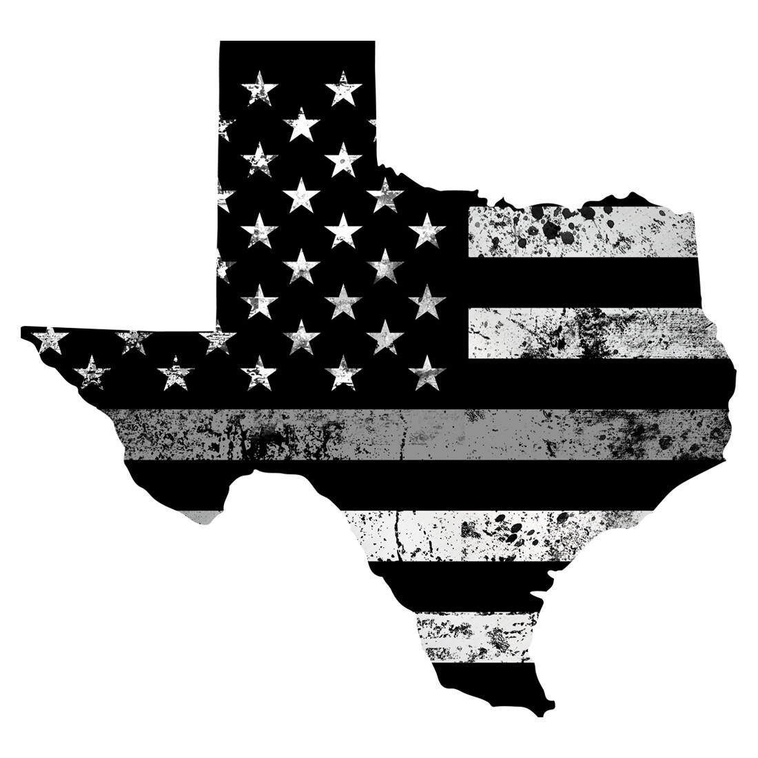 REFLECTIVE Texas Thin SILVER Line Grunge Flag Decal FS2110-REF