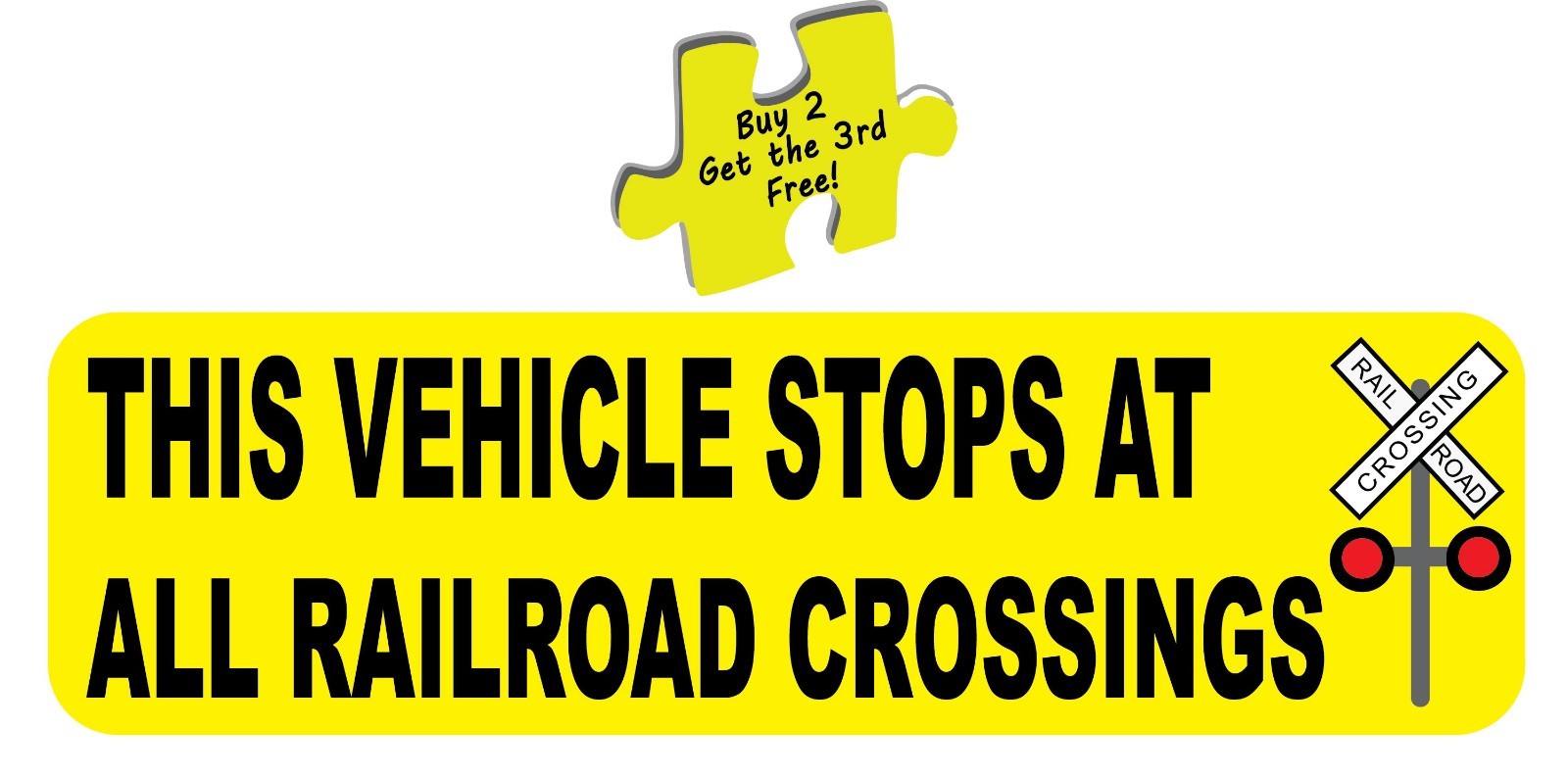 This Vehicle Stops at All Railroad Crossings Bus Taxi DOT Safety Decal p197