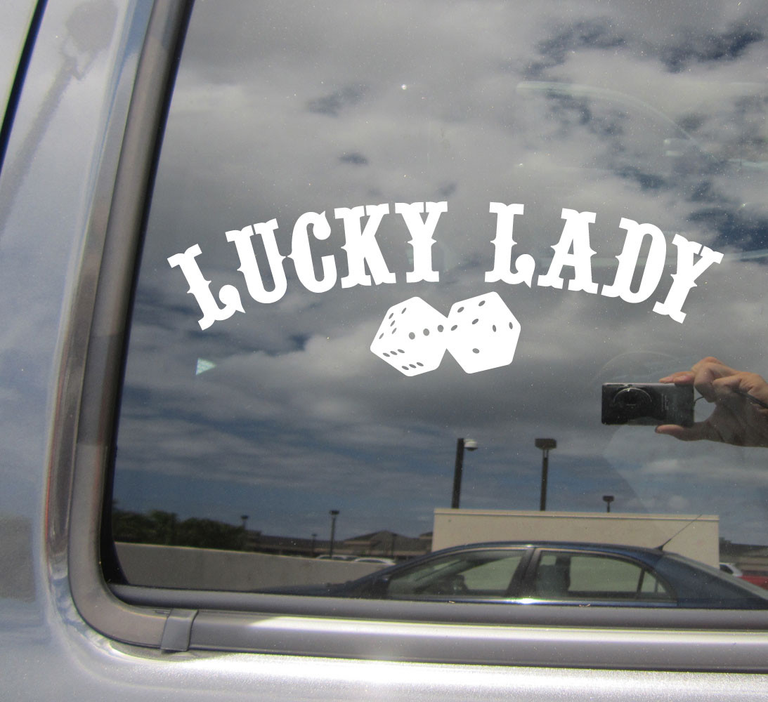 Lucky Lady Dice Die – Craps Gambler Car Bumper Window Vinyl Decal Sticker 10257