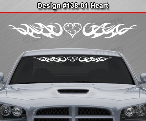 138-01 HEART Windshield Decal Window Sticker Vinyl Graphic Tribal Scroll Heart
