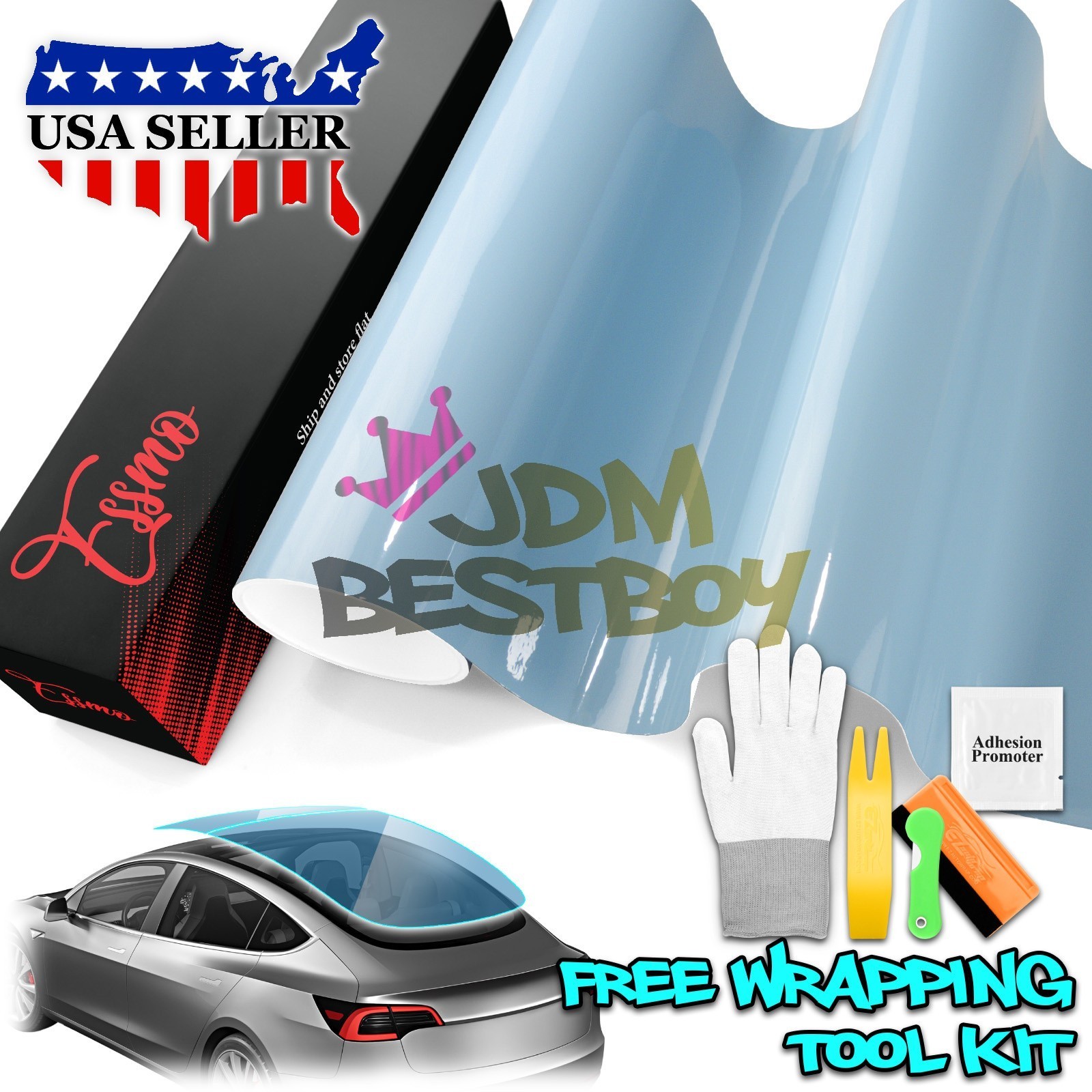 TPU Essmo Security Light Blue Glass Car Sunroof VLT70% UV99% Windshield Sunshade