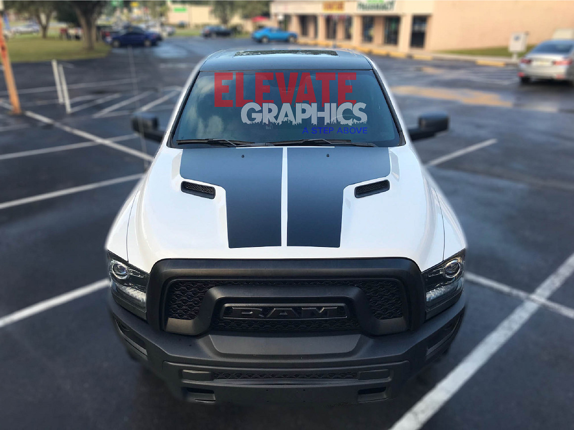2009-2018 For Dodge Ram 1500 Decals Sport Hood Stripes Graphics Vinyl Stickers