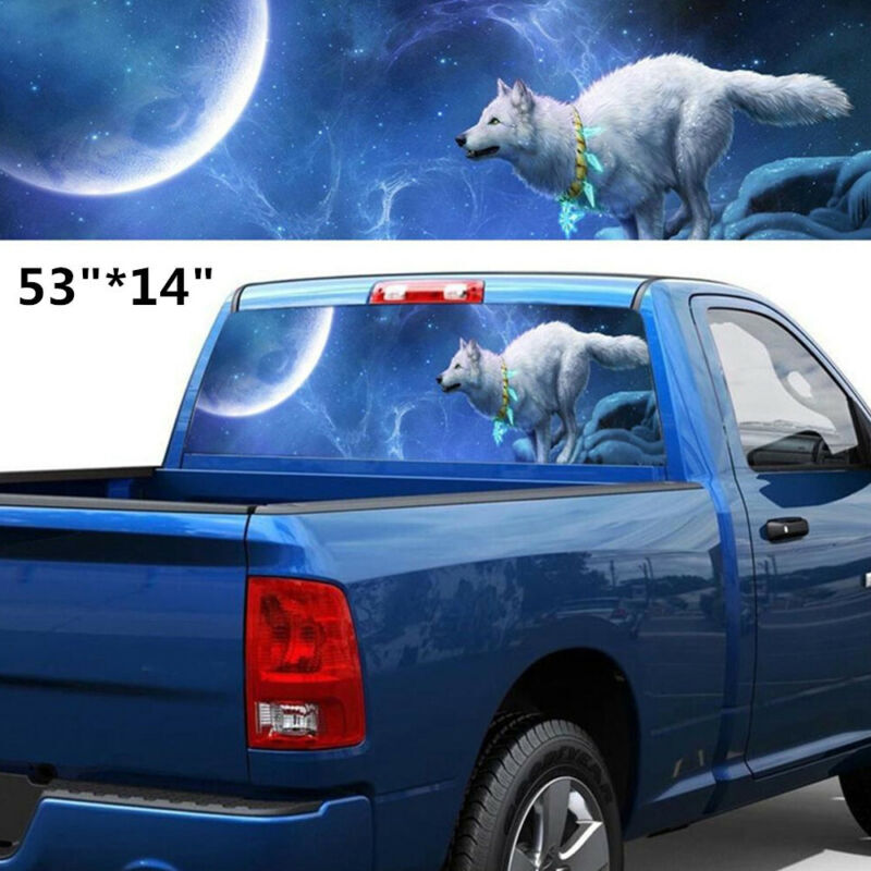 53″*14″Car Truck SUV Night Wolf Rear Window Tint Graphic Decal Sticker Wrap Back