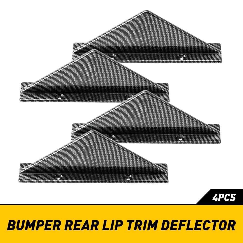 1/2set Carbon Fiber Car Rear Bumper Diffuser Shark Fin Curved Spoiler Lip Wing N