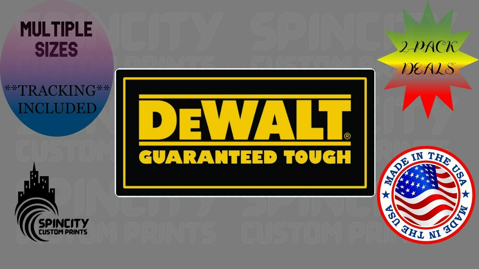 DEWALT TOOLS Guaranteed Tough Vinyl Sticker Graphic Garage Truck Decal