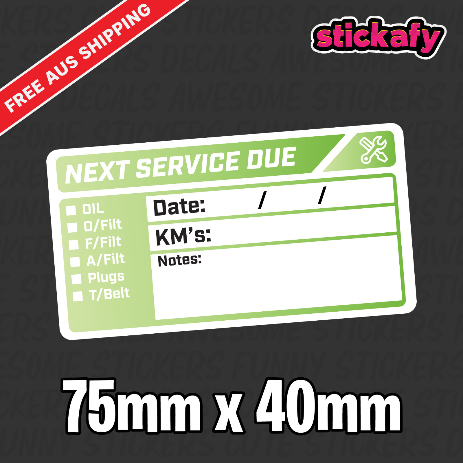 100 x Next Service Due Label Sticker 75x40mm – Printed Decal Car Boat 4×4