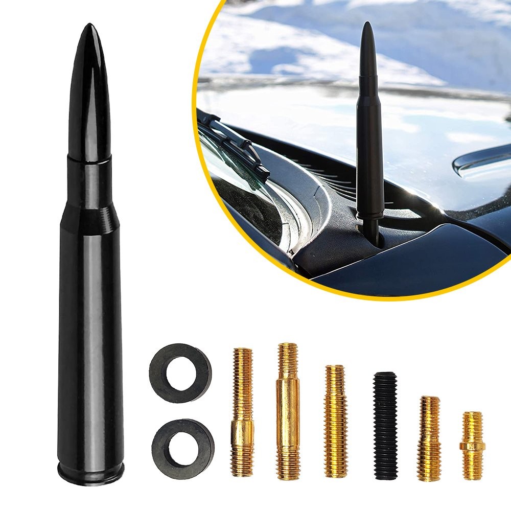 1/2set UK Car Style Bullet Aerial Antenna Mast Roof AM/FM Radio Signal Aluminum