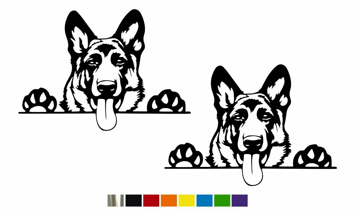 (2) German Sheppard Dog Cute Vinyl Decal Set CUSTOM SIZE COLOR for CARS, TRUCKS
