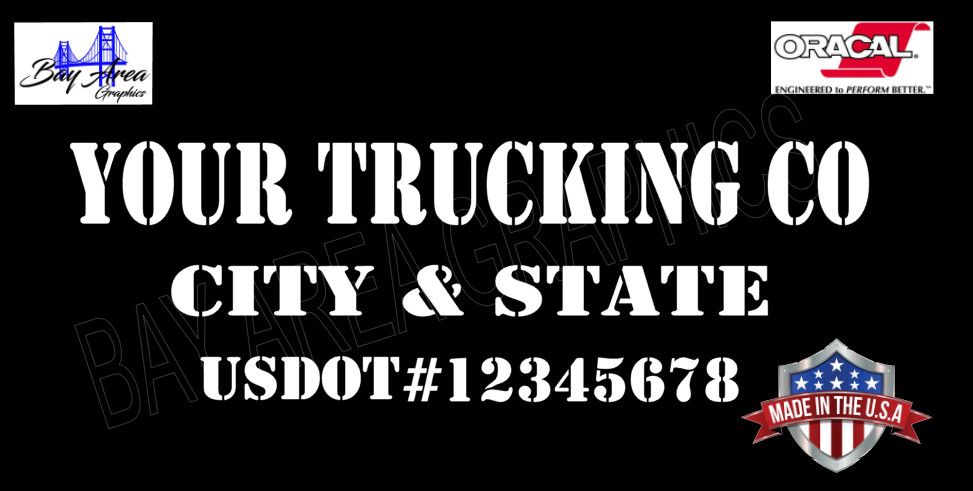 TRUCK DOOR DECALS CUSTOM SET 2 COMPANY NAME CITY STATE USDOT VINYL