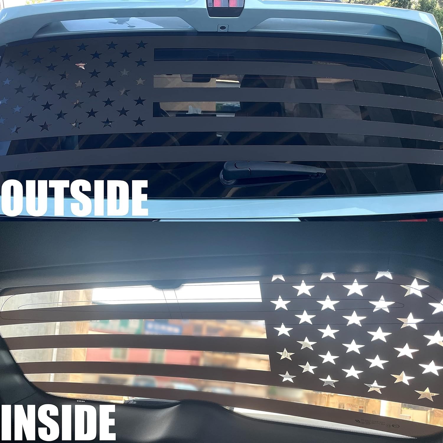 Black American Flag Rear Window Decal for Truck, Rear Window Decal 66″x20″