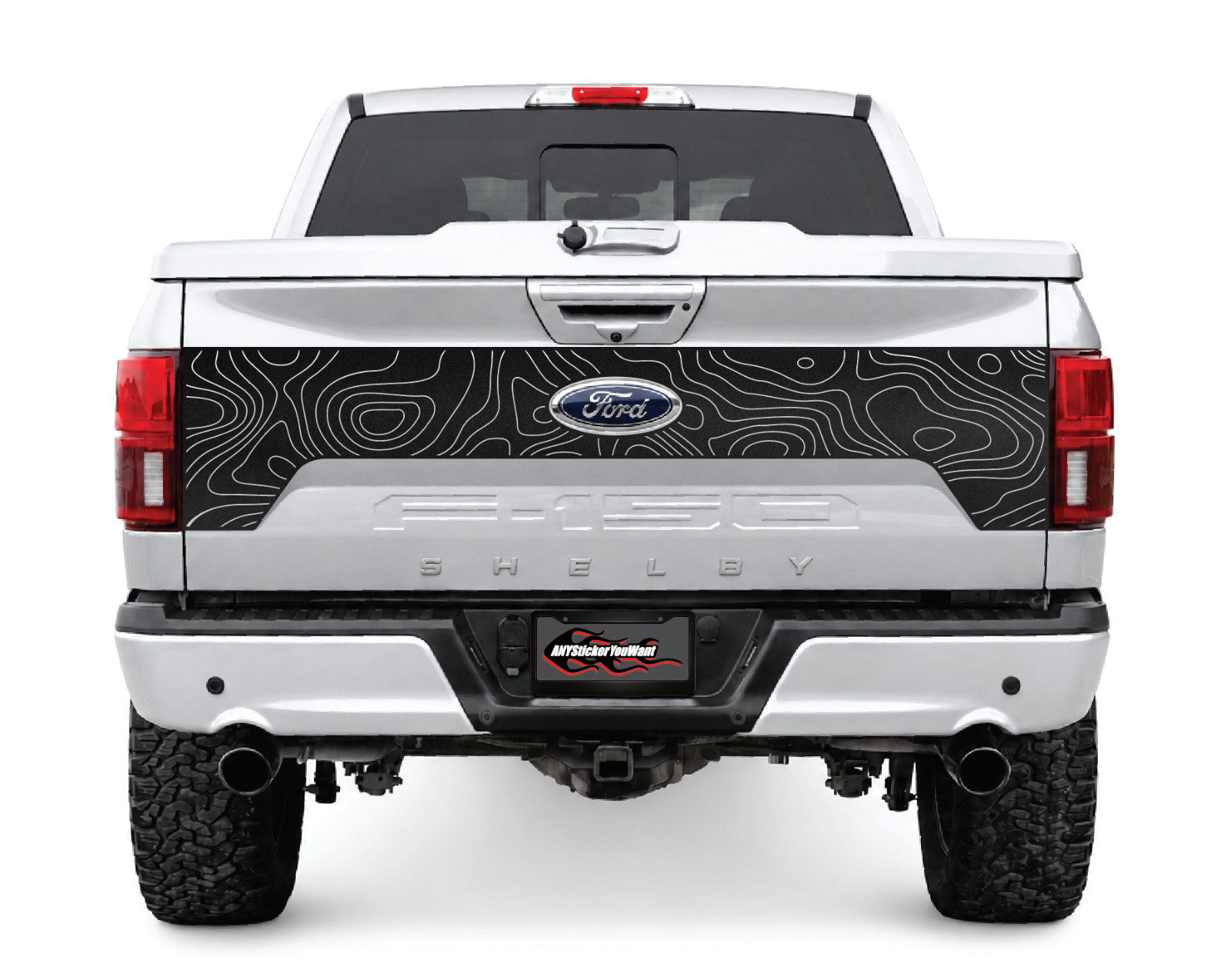 Topographic Blackout Tailgate Vinyl Graphic Decal Fits Ford F-150 2018-2020