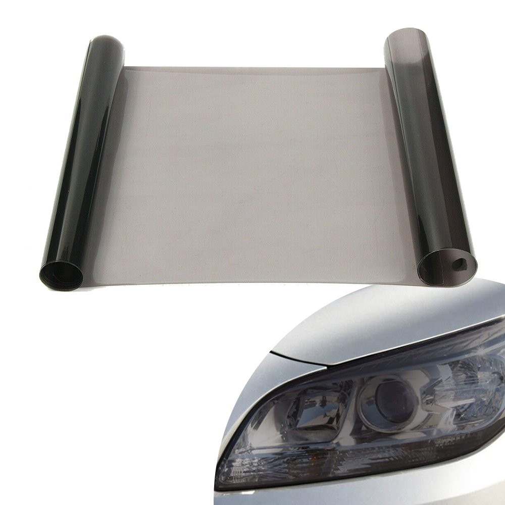 12″x72″Gloss Light Black Smoke Film Tint Lens Vinyl Wrap For Headlight taillight