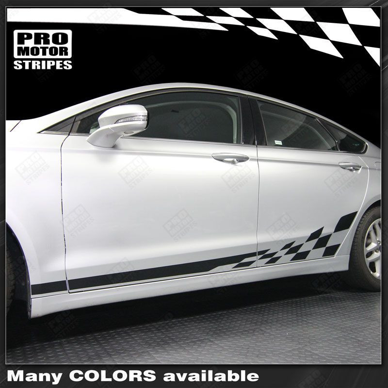FORD FUSION Checkered Rocker Panel Side Stripes Decals 2013 2014 2015 2016