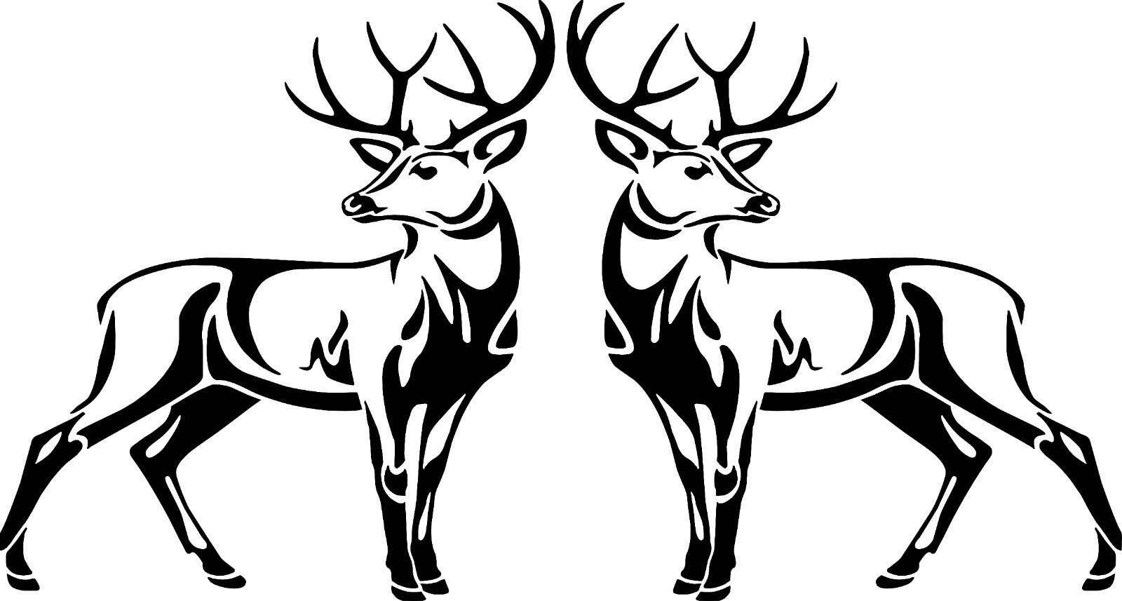 Whitetail Deer Body Left and Right Vinyl Decal Style 2 Multiple Colors and Sizes