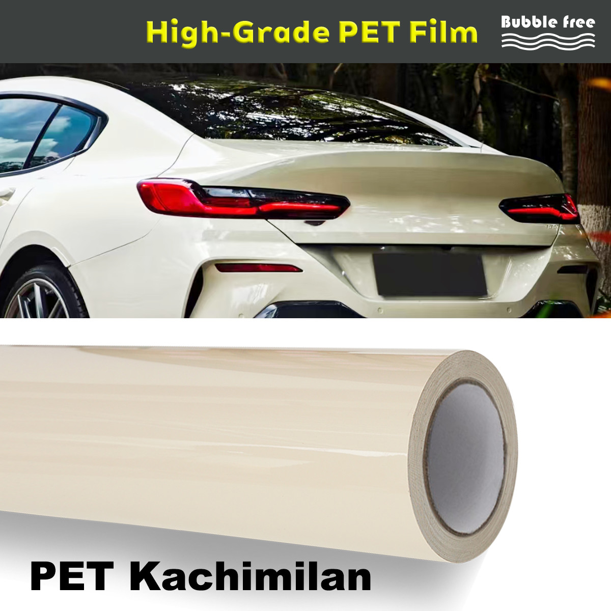 5FTx50FT PET Crystal Khaki Milan Vinyl Wrap Self-Adhesive Air Release US Stock