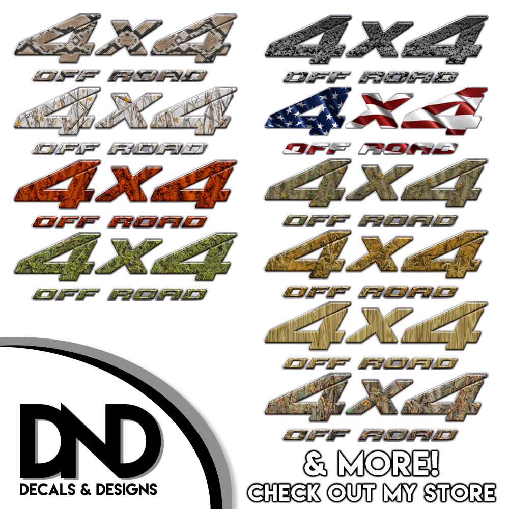 Camo Bass 4×4 Off Road Decals 2 Pk Sticker fits Ford Chevy truck – D&1BF 8in