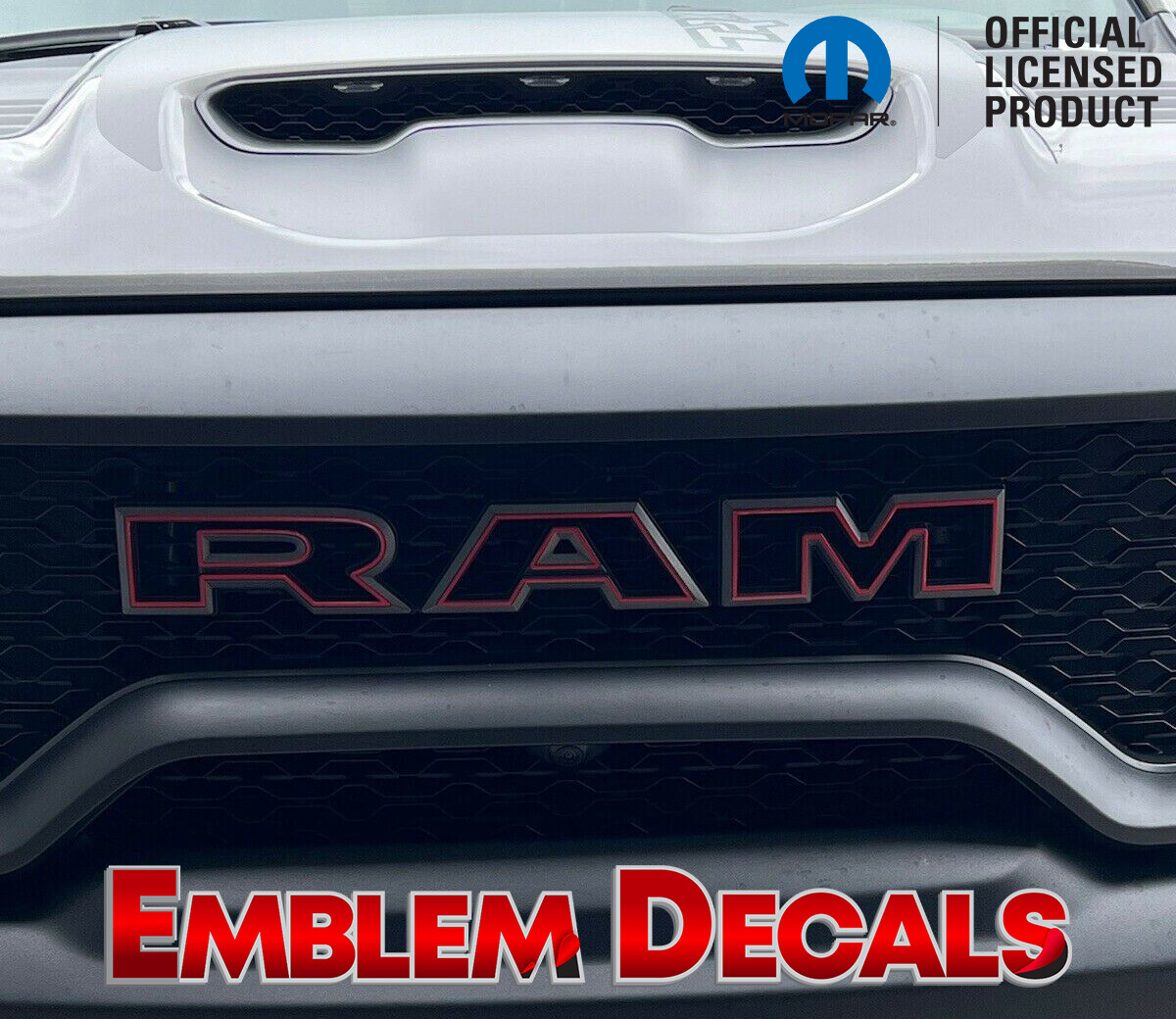 Ram 1500 TRX Grill ” R A M ” Emblem Overlay Decal 2021 2022 2023 2024