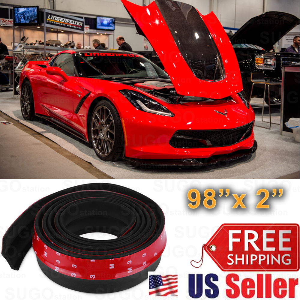 Universal Black PU Front Bumper Body Spoiler Lip Splitter Diffuser Lip 98″x2″