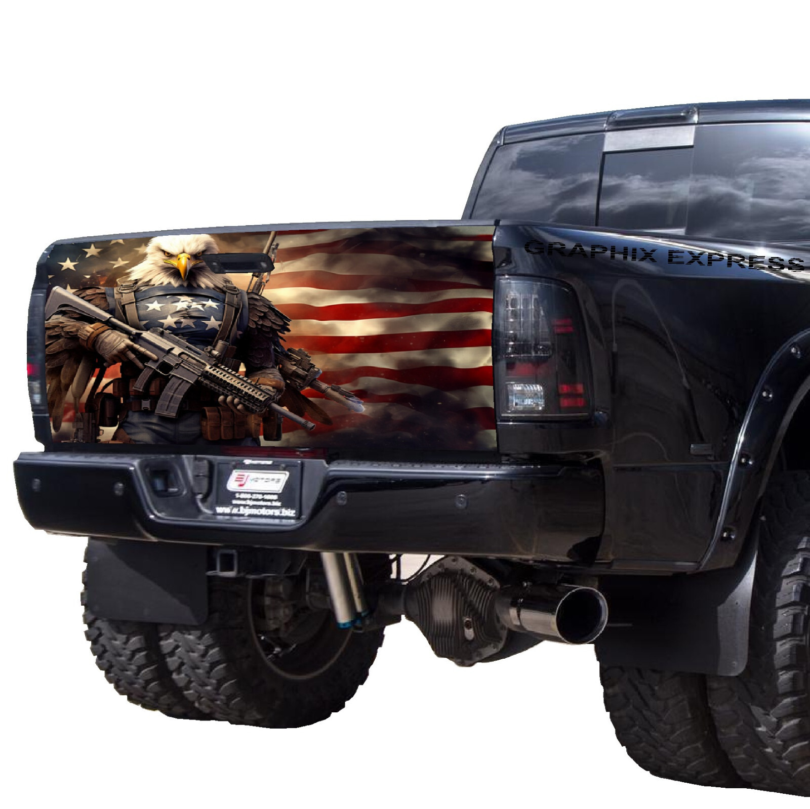 Tailgate Wrap American Flag Eagle Vinyl Graphic Decal Sticker, Pickup Decal T341