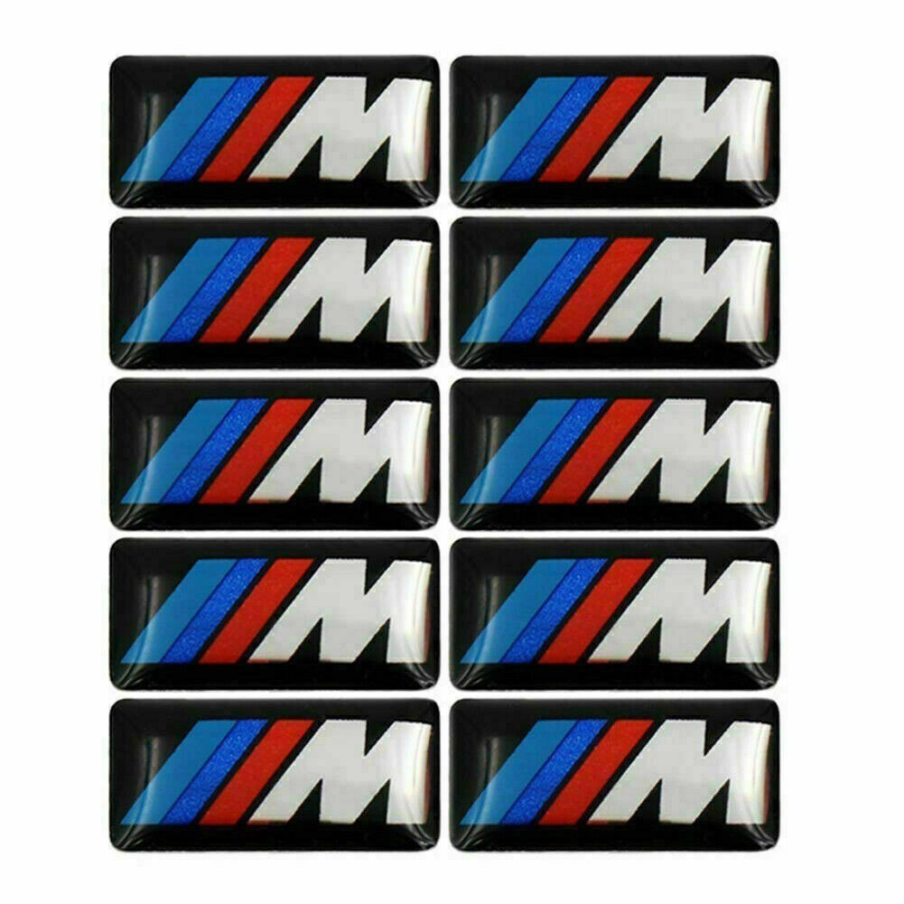 10PCS FOR BMW ALLOY WHEEL M BADGE STICKER EMBLEM DECAL 17X 9MM