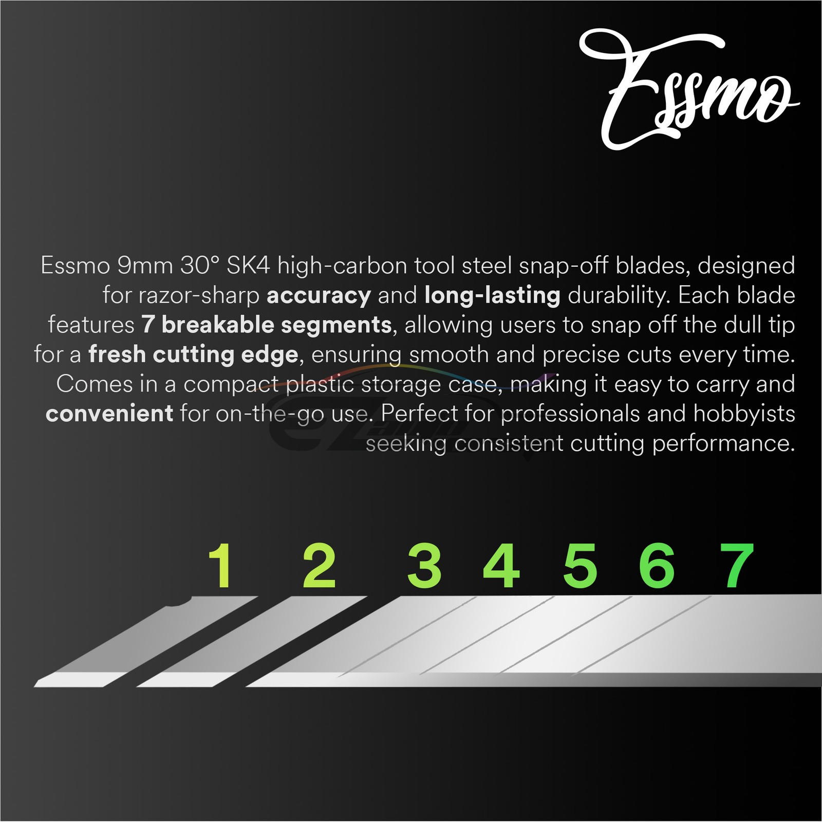 ESSMO 10pcs 30° Utility Knifes Blades Stainless Steel Vinyl Wrap Graphics Tools