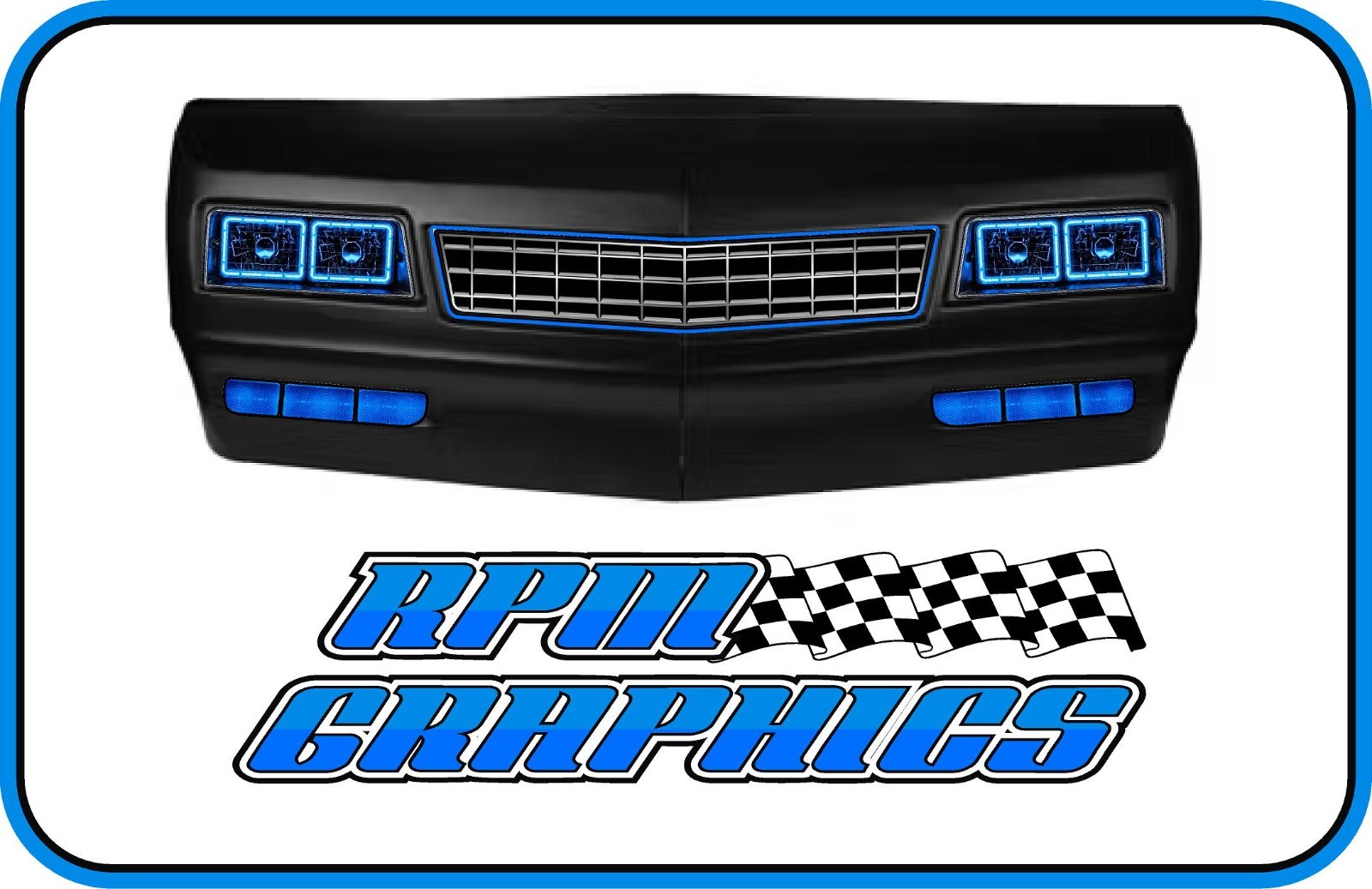 Monte Carlo NEON or Printed COLOR Headlight Grill Decal Stickers, asphalt dirt