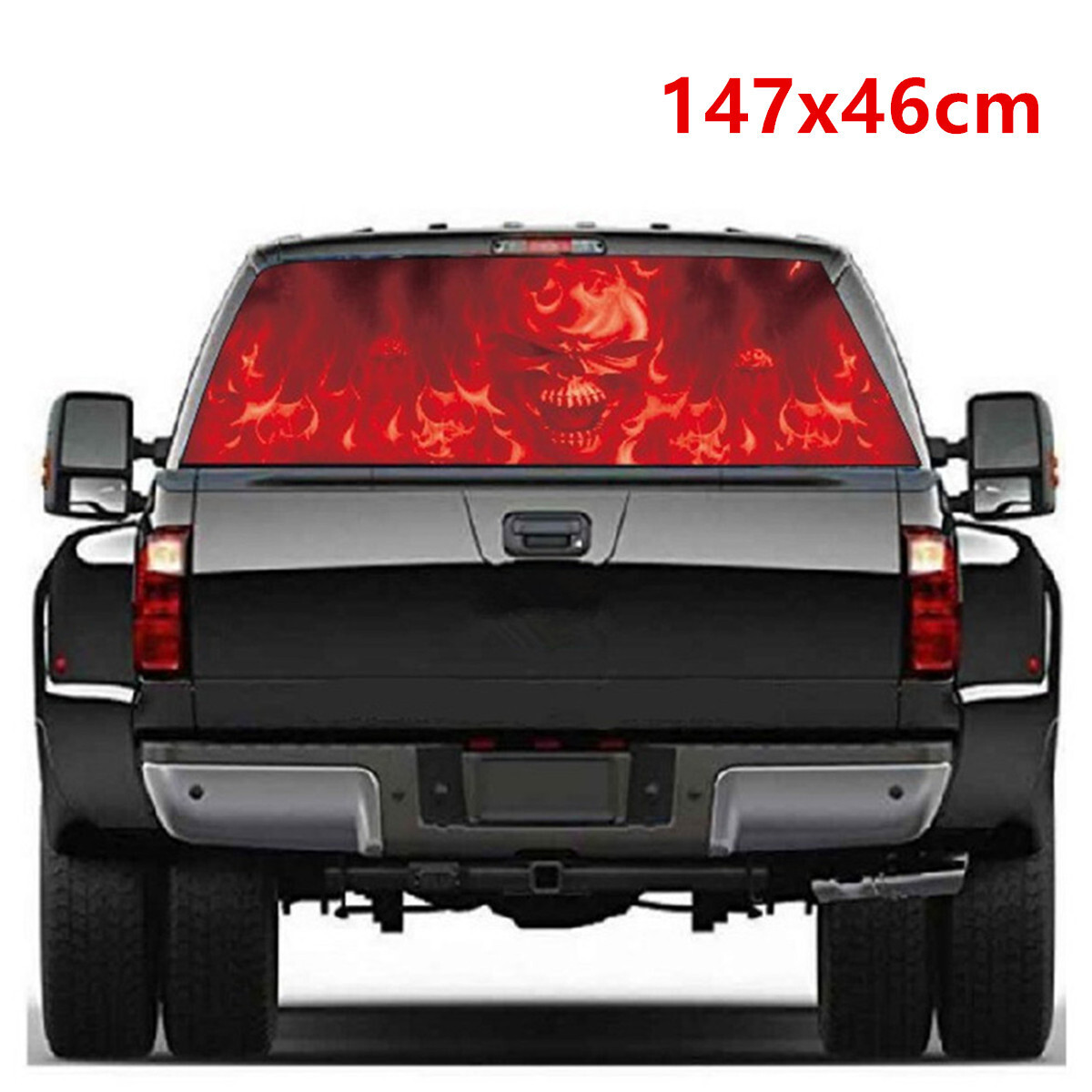 Rear Window Sticker Flaming Skull Graphic Decal Decoration For Car SUV Pickup