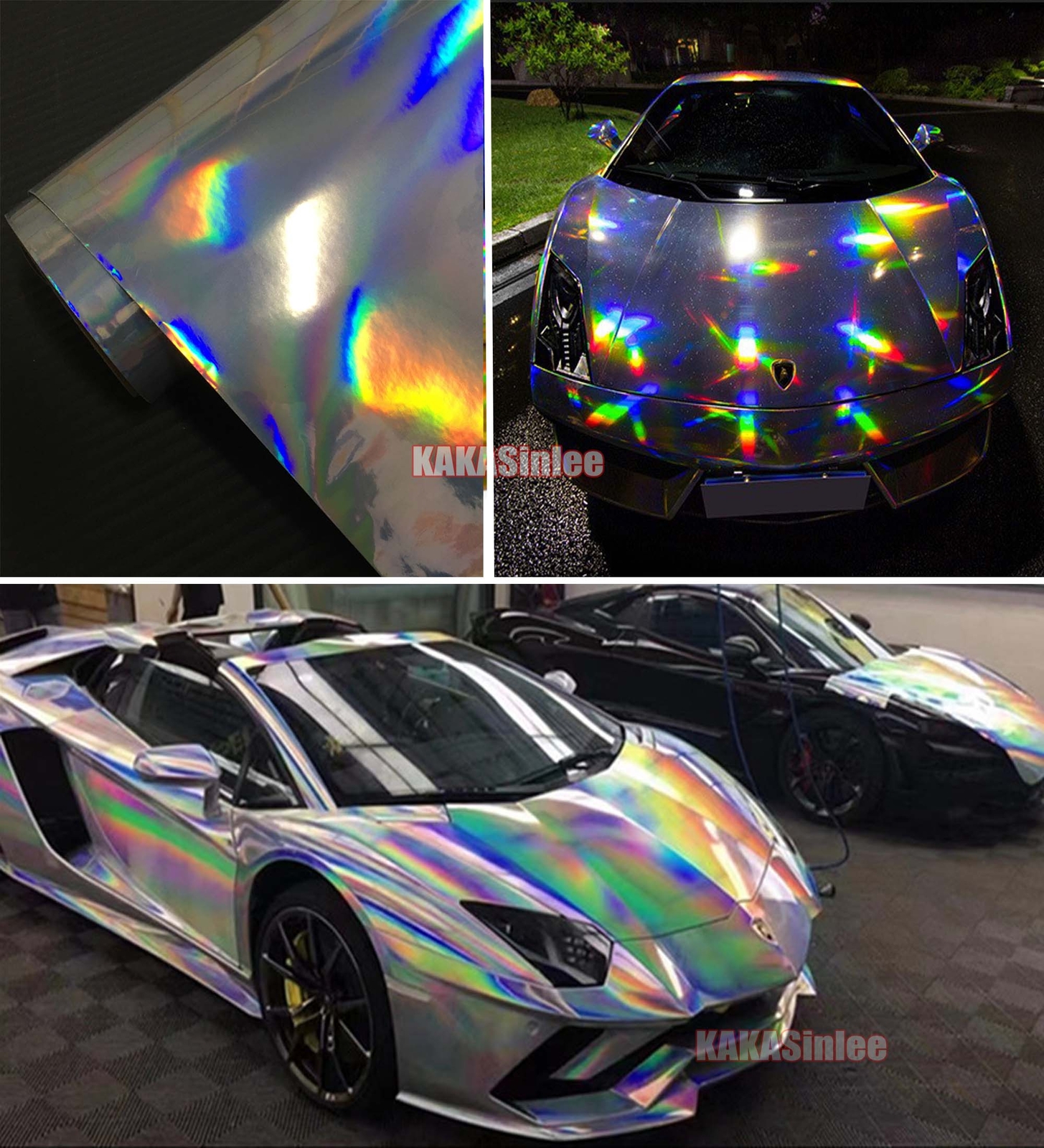 Silver Flexible Glossy Laser Chrome Chameleon Mirror Car Vinyl Wrap Sticker US