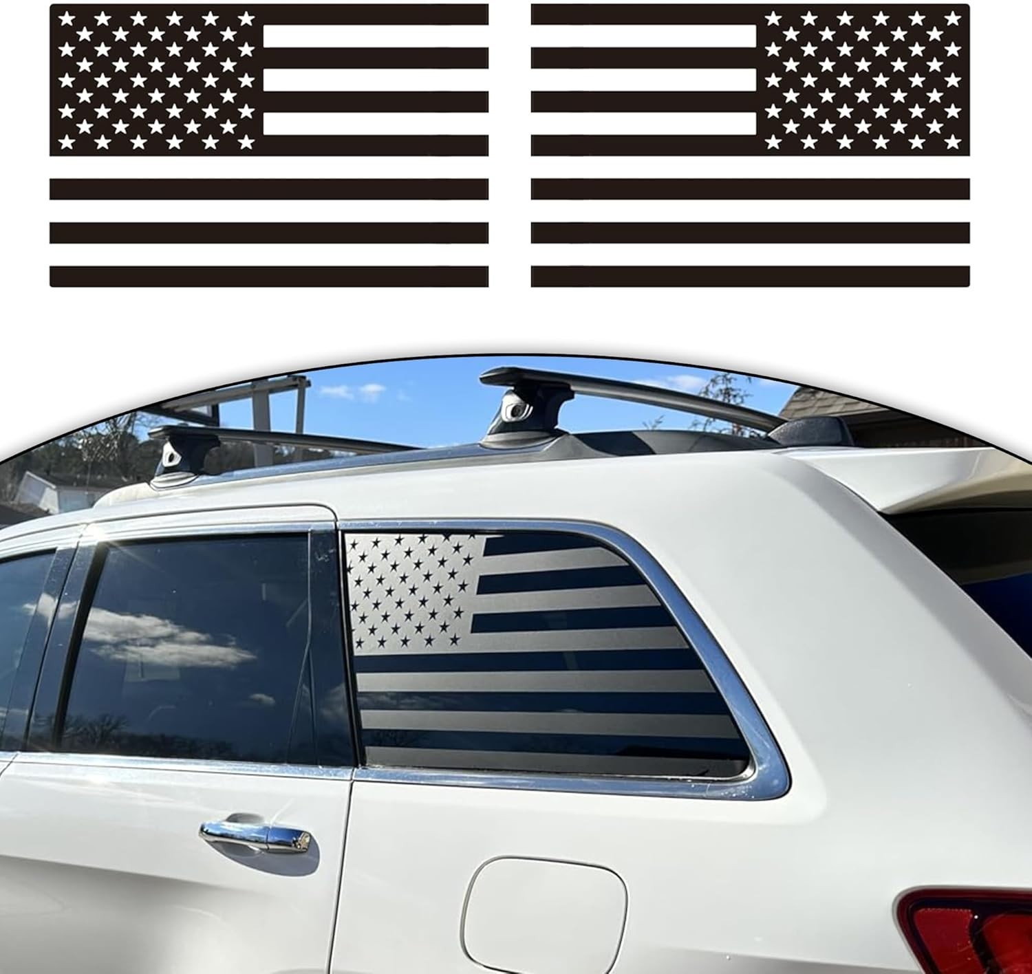 Side Window American Flag Decals for Car SUV Trucks, Universal Matte Black F…