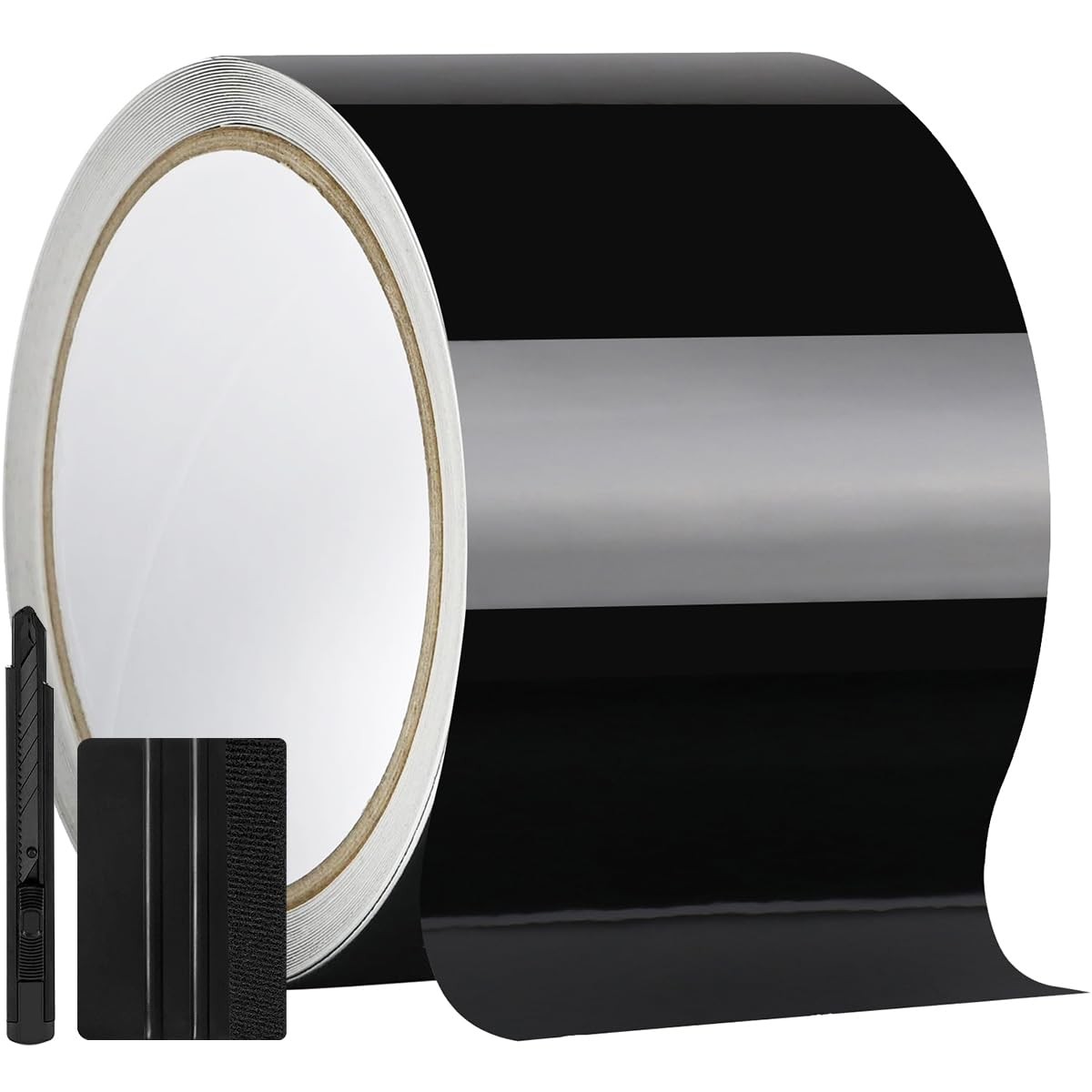 4IN X 30FT Gloss Black Vinyl Wrap for Chrome Delete Window Trim Car Door Sill…